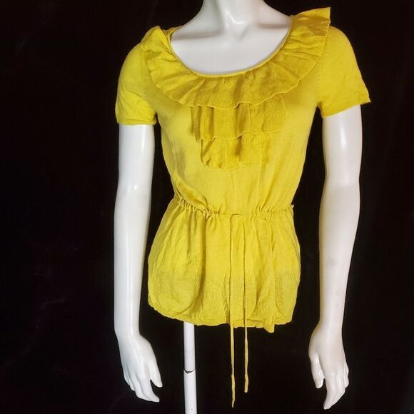 Calvin Klein Yellow Ruffle Blouse (PS) - Picture 3 of 6
